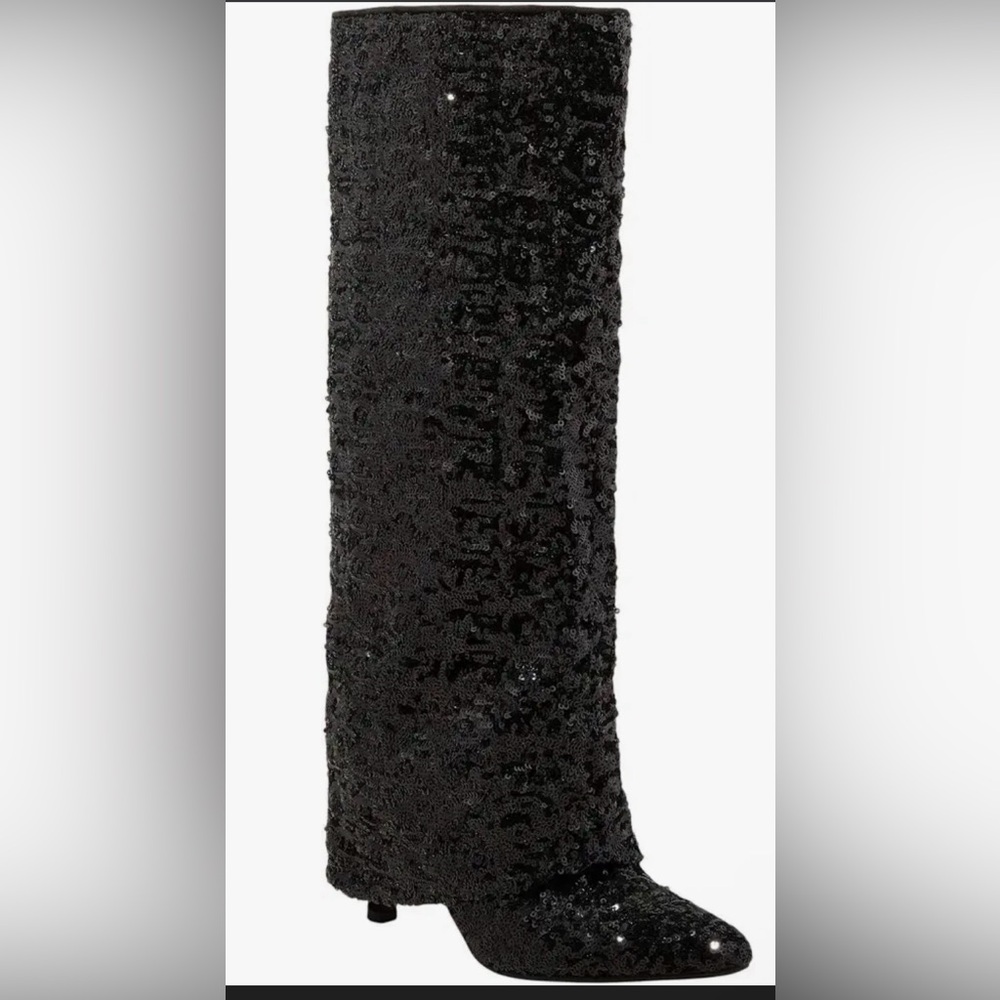 Black Shiny Sequin Boots